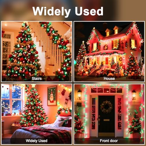 393 FT Christmas Lights 1000 LED Xmas Lights Outdoor Christams String Lights Waterproof 8 Modes & Timer, Fairy Lights Plug in for Weeding, Patio, Party, Holiday,Christmas Decor (Red+Green)