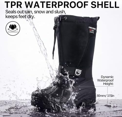 FREE SOLDIER Men's Warm Snow Boots Waterproof Tall Insulated Winter Boots Removable Liner with 3M Thinsulate