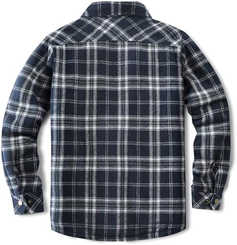 Men's Sherpa Cotton Flannel Shirt Jacket Plaid Button Coat Pocket