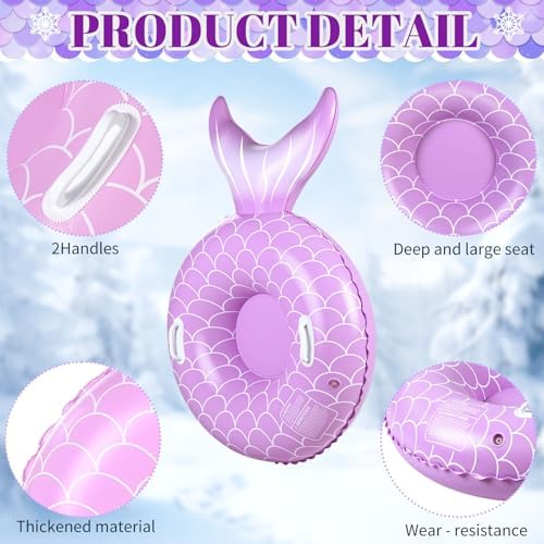 Soulchen 2 Pack Inflatable Snow Tube 36" Snow Sled for Kids Heavy Duty Thickened Bottom Sled for Winter with Sturdy Handles Durable Winter Toys for Outdoor Sledding Tube