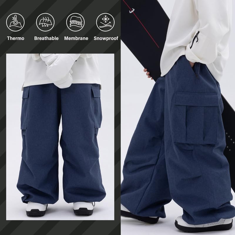 SNOWVERB Loose Fit Snowboard Leopard Ski Snow Baggy Pants for Men and Women