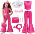 Cowgirl Costume Girls Kids Disco Outfits Movie Heroine Dress Up for Halloween Birthday Cosplay Party