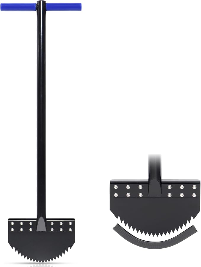 One-Piece 40in Manual Edger Lawn Tool with Spring Steel Blade | Manganese Steel Rubber Handle Border Edger for Landscaping Half Moon Edger for Garden Maintenance