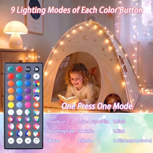 Color Changing Fairy Lights Battery & USB Operated, 2 Pack Total 66FT 200LED RGB 34 Colors Halloween Lights with Remote, Waterproof Twinkle Lights Green Wire for Xmas Tree Indoor Outdoor Party Decor