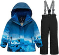 WOWULOVELY Big Boy's 2-Piece Colorblock Snow Pants and Jacket Snowsuit Ski Suit