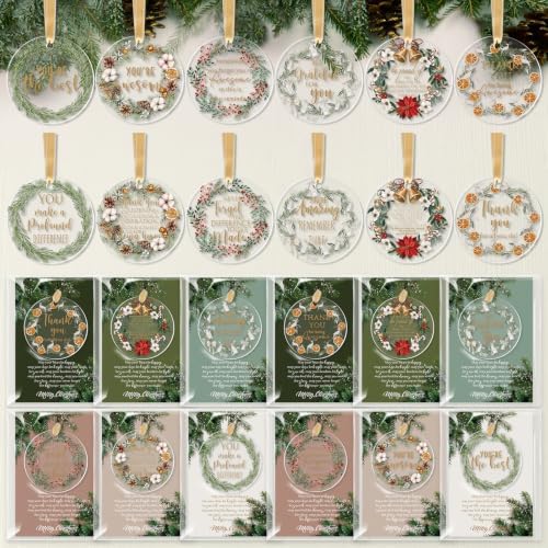 Thyle 36 Sets Vintage Christmas Ornaments Employees Coworkers Gift, Clear