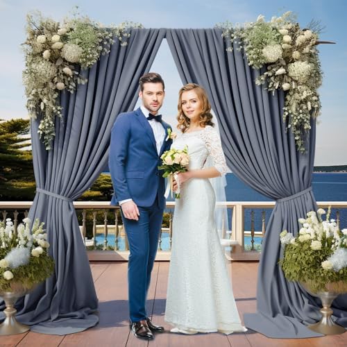 10x10 Charcoal Backdrop Curtain for Parties Wedding Wrinkle Free Silver Grey Photo Curtains Backdrop Drapes Fabric Decoration for Birthday Party Baby Shower 5ft x 10ft,2 Panels