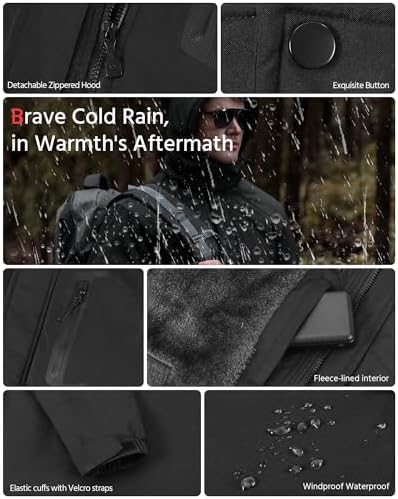 Wulcea Graphene Heated Jacket for Men Fur Lined with Large Capacity Battery Pack