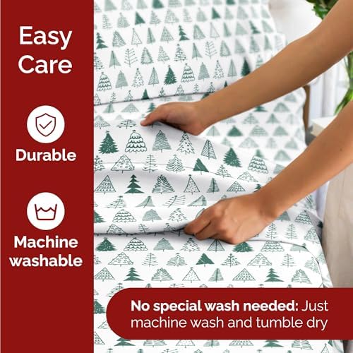 Christmas Sheet Set, Christmas Tree 3, Holiday Xmas Bedding Set - Queen