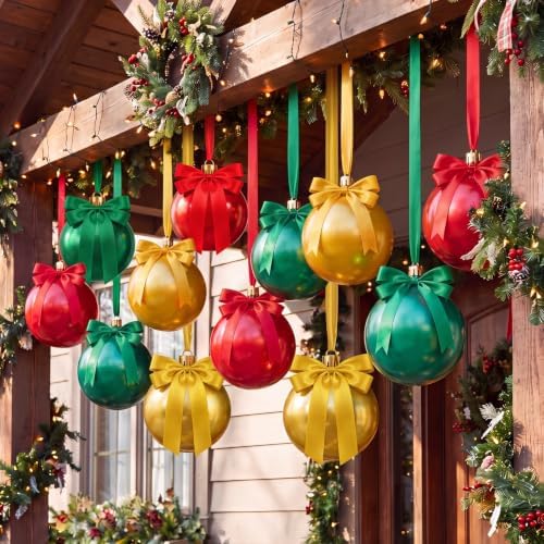 12 Set 12'' Large Christmas Inflatable Balls Ornament Ceiling Outdoor Decor