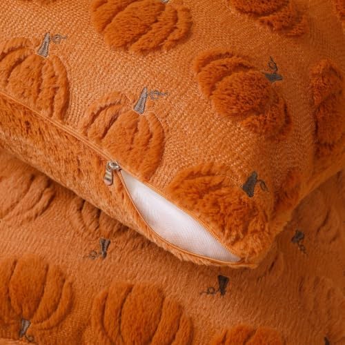 Softalker Fall Throw Pillow Covers 12x12 Set of 2 Small Rust Pumpkin Covers