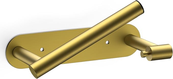 FORIOUS Toilet Paper Holder, Adhesive or Screw Wall Mount Pivoting Tissue Roll Holder for Bathroom, Stainless Steel Rustproof Self Adhesive Toilet Paper Roll Dispenser no Drilling, Brushed Gold