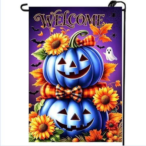 Halloween Welcome Garden Flag 12x18 Double Sided for Outside