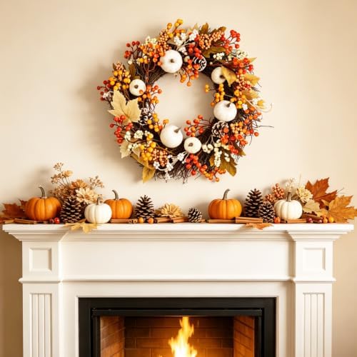Fangoo 20 Pack 7 Inch Fall Artificial Orange Berry Stems