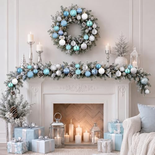 Lunmon 64 Pcs Coastal Ocean Christmas Ball Ornaments Beach Xmas Baubles