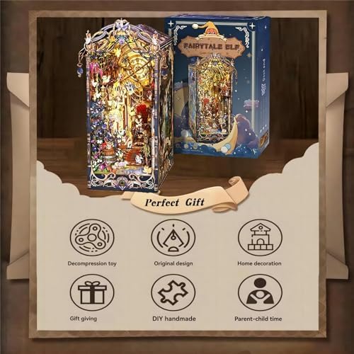 OZJAY Book Nook Kits for Adults, Miniature House Kit Bookshelf Decor