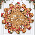 Gingerbread Christmas Decorations Merry Christmas Wreath Wooden Sign