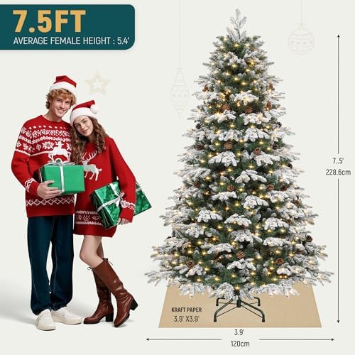 YITAHOME Prelit Layered Pre-Decorated Christmas Tree 7.5ft with Remote