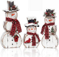Barydat Snowman Christmas Indoor Decoration Rustic Wooden Table Decor