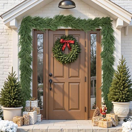 Alupssuc 12FT Christmas Garland, Artificial Real Touch Norfolk Pine Garland