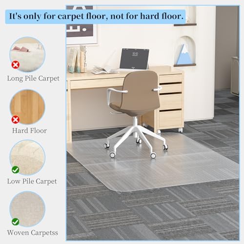 Tonaus Office Chair Mat for Carpet 36"x48" for Low Pile Carpets, Ship Flat