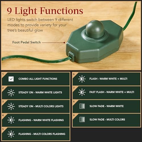 Best Choice Products 7.5ft Pre-Lit Scotch Pine Christmas Tree, Premium Frosted Pre-Decorated Artificial Holiday Decor w/ 1,320 Branch Tips, 2-in-1 White and Multicolor LED Lights, Cordless Setup
