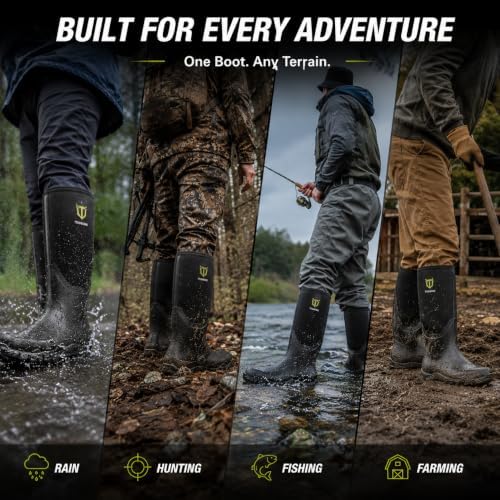 TIDEWE Rubber Boots for Men, Waterproof Rain Boots with Steel Shank