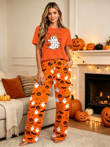 Skull Sets for Women Halloween Bloody Shirts Dancing Skeleton 2 Pc Set
