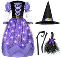 Spooktacular Creations Girls Witch Costume, Light up Witch Costume Kids, Starry Dress for Child Halloween Role Play Parties