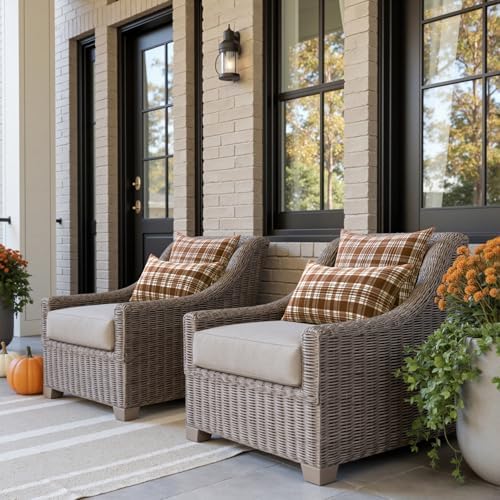 MIULEE Fall Plaid Pillow Covers Scottish Tartan 20x20 Brown