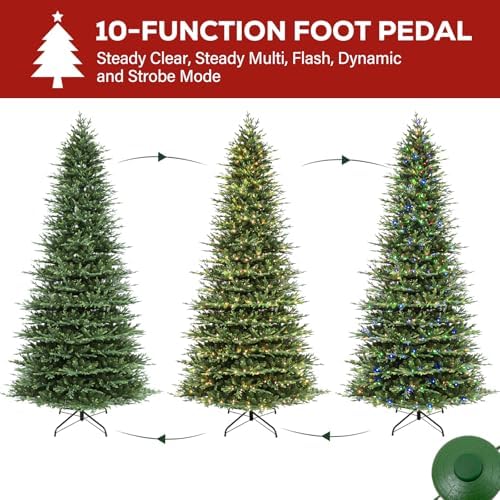 Hykolity 12 ft Prelit Christmas Tree with 850 Multicolor LEDs