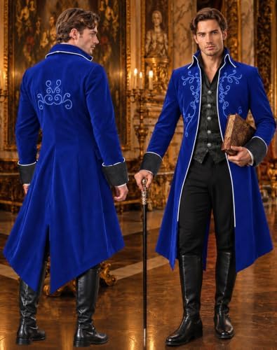 SIAEAMRG Mens Renaissance Pirate Halloween Costume Vampire Jackets Tailcoat