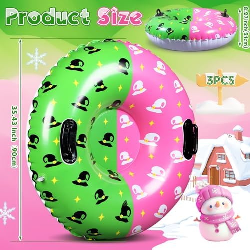 Sotiff Snow Tubes for Kids, 36 Inch Thickened Heavy Duty Inflatable Snow Sleds for Winter with Sturdy Handles Durable Winter Toys for Outdoor Sledding Tube Gift Set