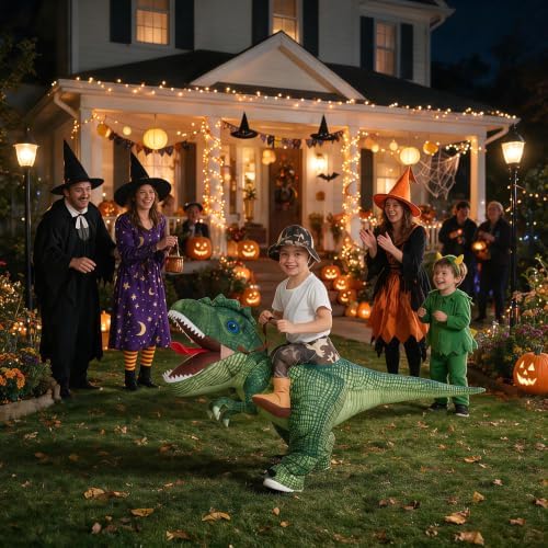 One Casa Inflatable Dinosaur Costume for Kids,Blow Up Halloween T Rex Suit