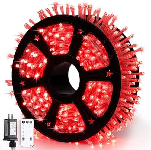 JMEXSUSS 168Ft 600 LED Red Halloween Lights Outdoor Indoor Christmas Lights