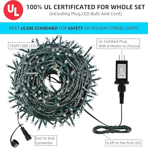 MZD8391 105FT 300LED Christmas Light, Christmas Tree Light, Blue White