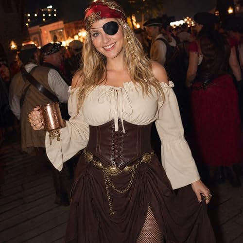 9 PCS Pirate Costume Women Set, Skirt Renaissance Halloween Outfit