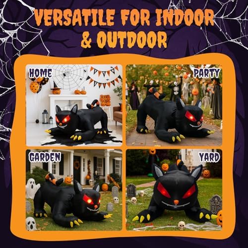 Outvita Halloween Inflatable Black Cat 6.5FT, Giant Blow Up Outdoor Decoration with Shakable Head & LEDs, Large Halloween Decor for Yard, Party, Garden, Party, Garden