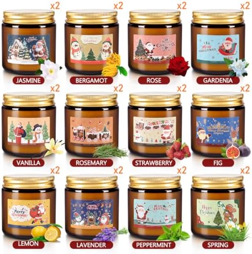 24 Pack Christmas Scented Candle Gift Set, Jar Candle Set (3.5 oz)