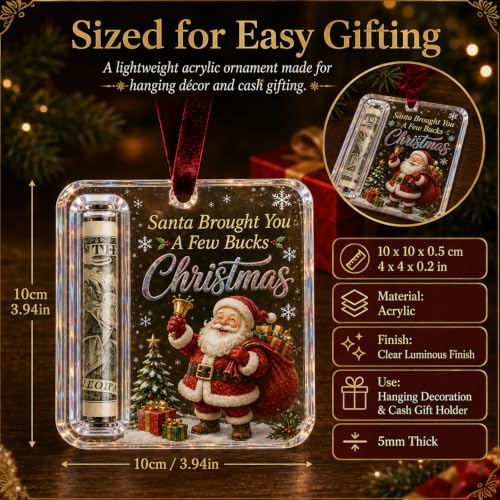 Crystal Christmas Cash Gift Holder Ornament Clear Acrylic Money Decor，A7