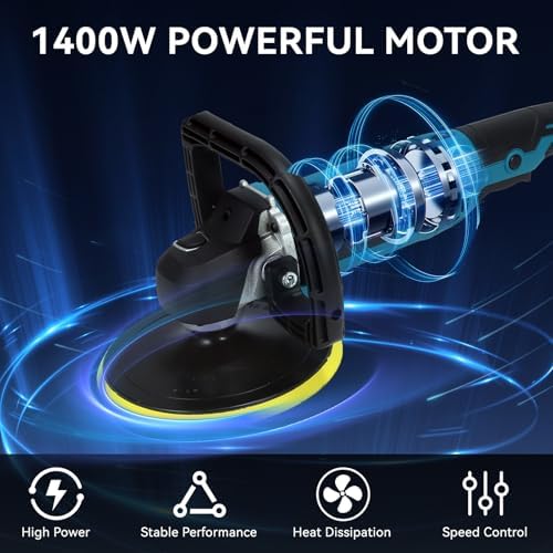 Buffer Polisher,Car Polisher Kit, 6 Inch/7 Inch 1300W 6 Variable Speed 600-3000 RPM, for Car Polishing, Buffing, Waxing