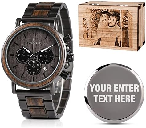 2win Engraved Wooden Watch for Boyfriend My MAN Fiancé Husband Customized Personalized Wood Watches for Men Birthday Anniversary Personalized Watch