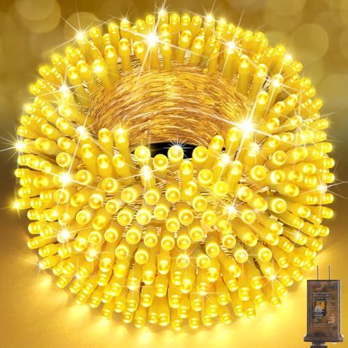 SAUIRS 600FT 1500 LED Christmas Lights Outdoor String Lights with 8 Modes Timer Waterproof Fairy Light Plug in for Outside Indoor Party Xmas Palm Tree Yard Wedding Decorations(Warm White)