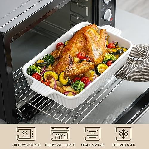 MALACASA Casserole Dishes for Oven, Ceramic Baking Dishes Set of 4, White