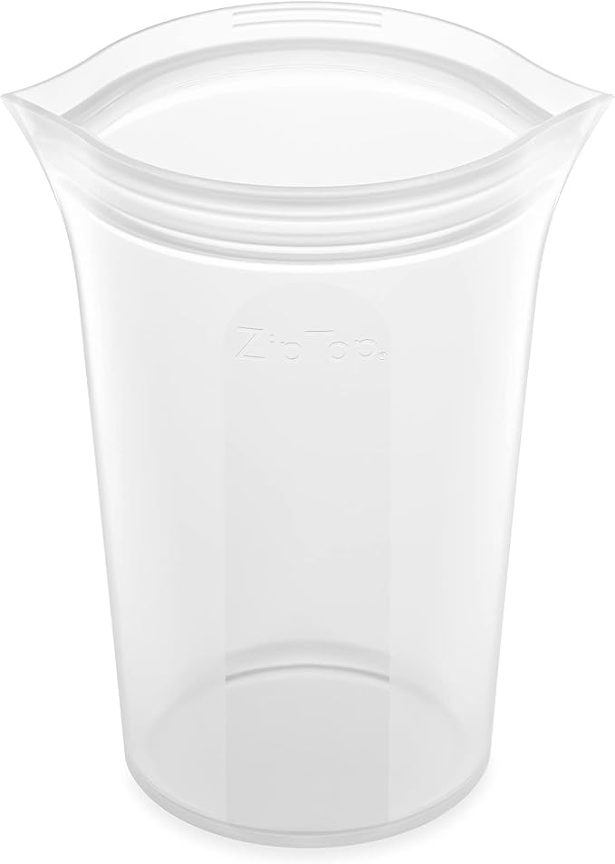 Zip Top Reusable Food Storage Bags | Large Cup [Frost] | Silicone Meal Prep Container | Microwave, Dishwasher and Freezer Safe | Made in the USA