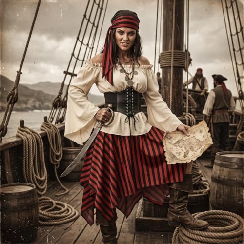 Shihanee Women Pirate Costume Outfits Renaissance Halloween