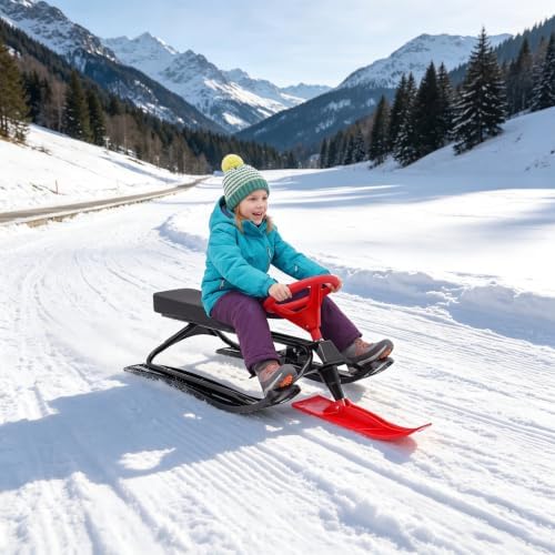 Kids Snow Sled Red, Outdoor Winter Sledding Toy for Children