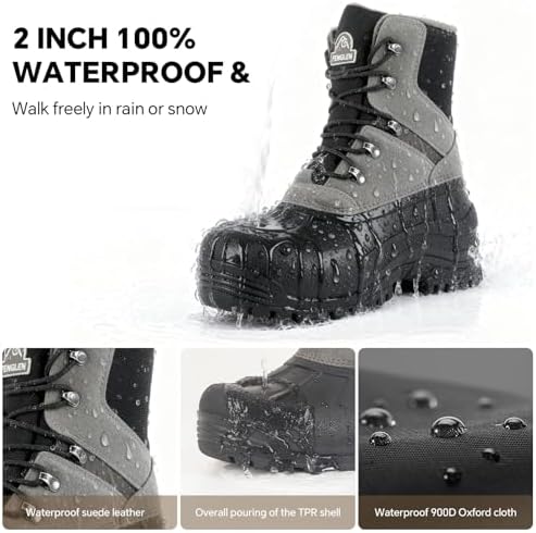 Men's Snow Boots, Waterproof Warm Insulated Winter Boots for Men
