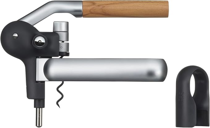 WMF Baric Lever Corkscrew Wine Opener, 19 x 11 x 15 cm, Die-cast Metal and Beech Wood, Effortless Operation, Wine Bottle Opener