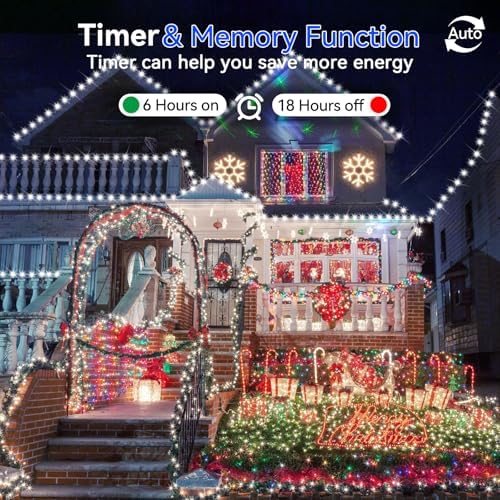 Hezbjiti 2Pack 1000 LED 403FT Christmas Lights Outdoor String Lights 8 Modes with Timer Memory Waterproof Fairy Lights Plug in for Classroom Bedroom Wedding Party Holiday Xmas Decorations(Cool White)